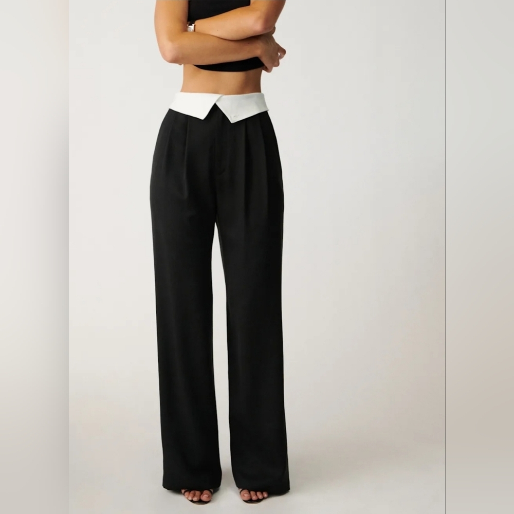 Reformation Stevie Black and White Women's Pants Size 6 - Picture 2 of 16